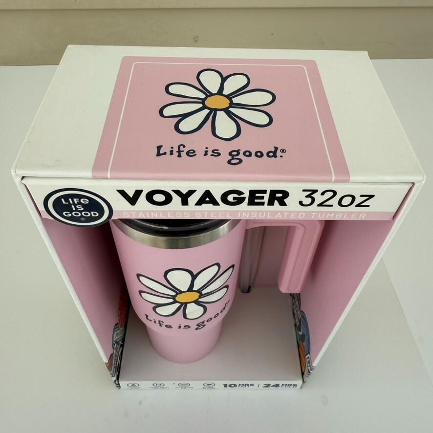 新品同様♡FOXEY DAISY TRAVEL Slim Perfect Life is Good Daisy Voyager 32 oz. Stainless Tumbler Pink Straw Lid