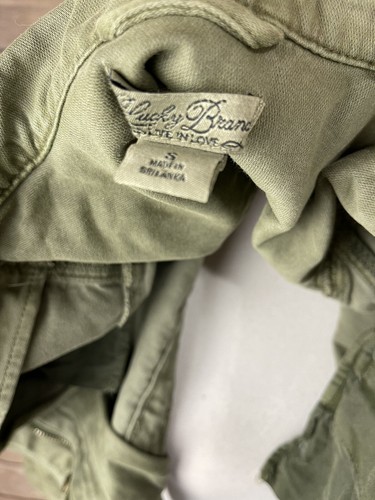 Lucky Brand Small Utility Jacket Military Green Zip Up Pockets Boho - Picture 9 of 10
