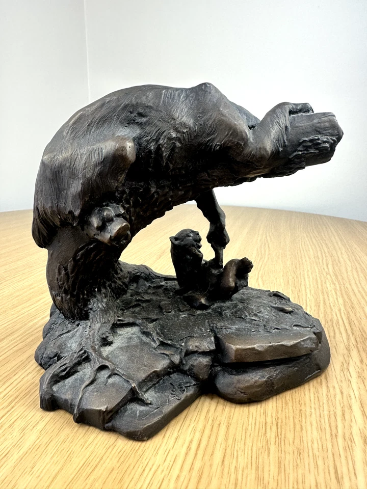 De colección Coleccionable 1984 Capilla PUMA AND CUB Fría Original Bronce Fundido Decoración del Hogar Foto 3 de 4