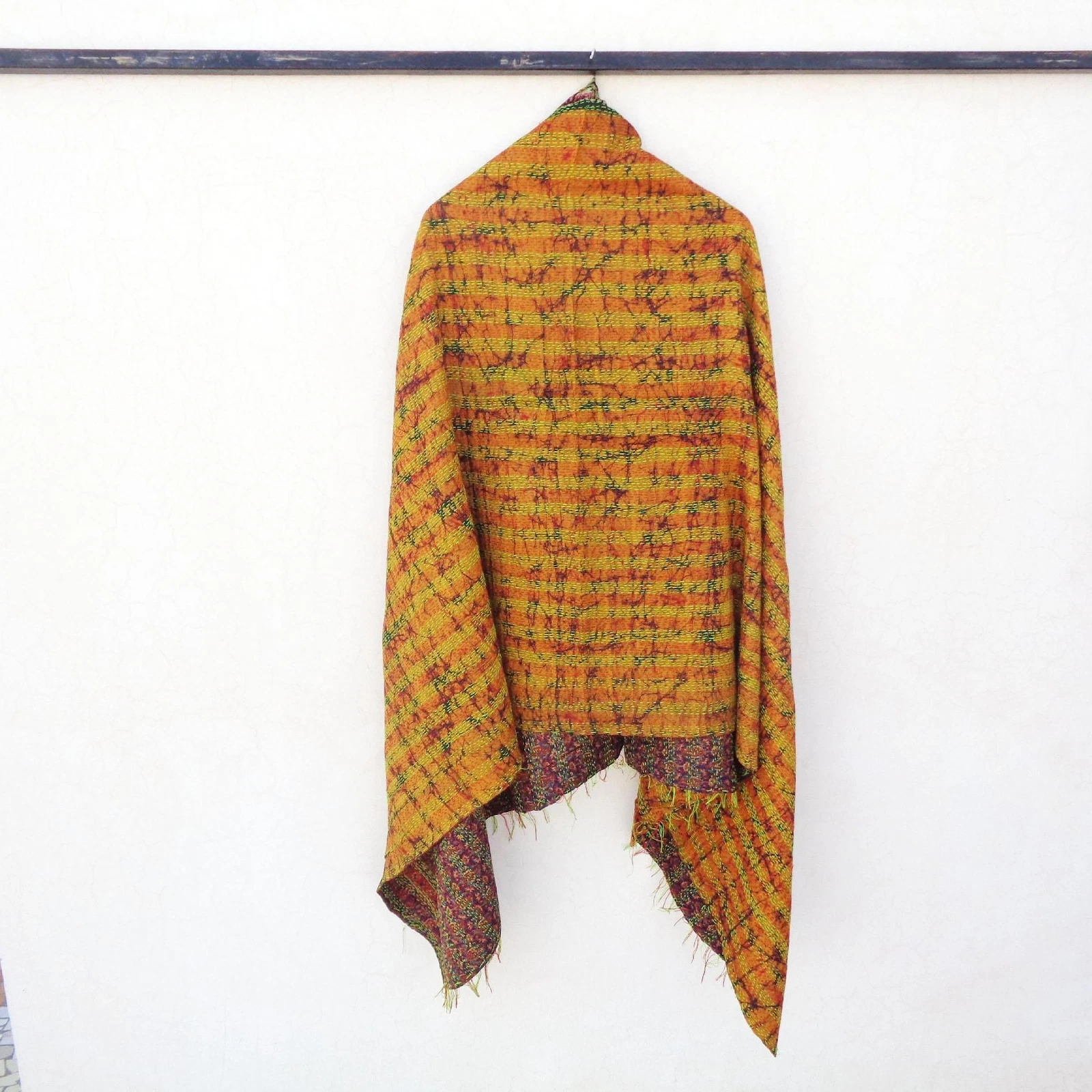 Silk Kantha Scarf Head Wrap Stole veil Hijab Scarves Reversible Sew Long
