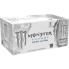 New Monster Energy Zero Ultra, Sugar Free Energy Drink, 16 Ounce (Pack of 15)
