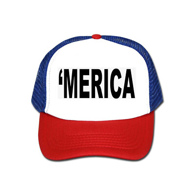 MERICA 4th July Patriotic Trucker CAP Red White Blue AMERICA  display picture 1