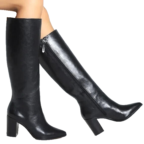 Schutz Z66106* Womens Black Magali Up Block Leather Tall Boot Size