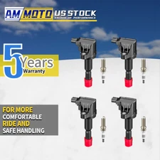4PCS Ignition Coil & Iridium Spark Plug For 2007-2008 Honda Fit 1.5L UF581