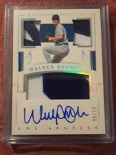 2018 Panini National Treasures Walker Buehler auto relic 2 color patch #6/10