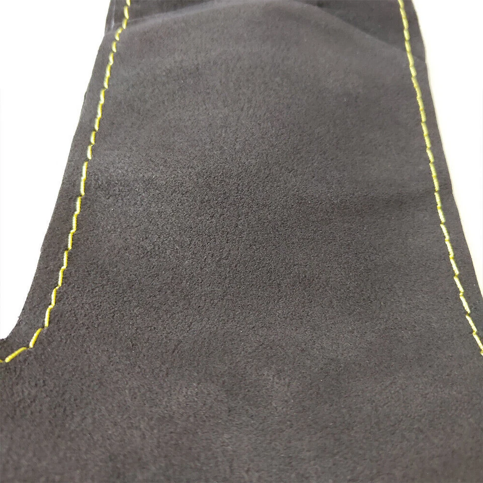 Black Suede Leather Steering Yellow Stitch Wheel Wrap Cover For Porsche Carrera - Image 4 of 4