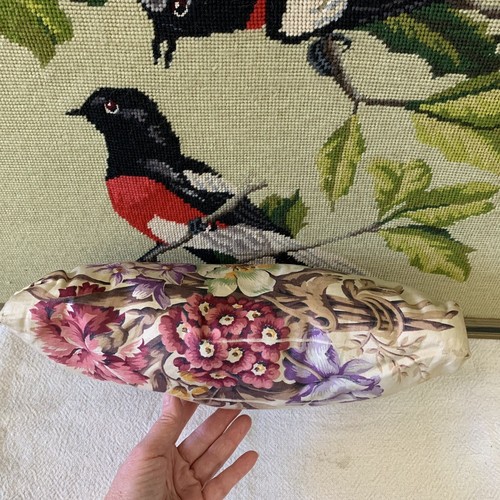 Vintage 1940’s Floral Cloth Wooden Clasp Kisslock Handbag Clutch Purse - Picture 4 of 12