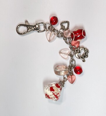 Purse Accessories Key Chain Charms Mini Heart Red Pink 6'' Heart Handmade Gift
