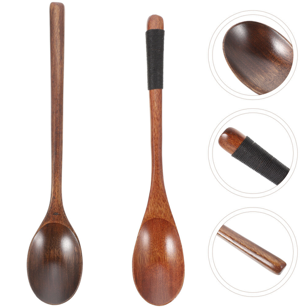 2 Pcs Wooden Spoon Exquisite Craftsmanship Spoons Novel Cutlery
