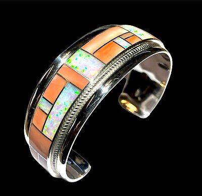 RICK & GLENDORA BOOQUA RGB ZUNI STERLING SILVER OPAL SPINEY RICK & GLENDORA BOOQUA RGB ZUNI STERLING SILVER OPAL SPINEY