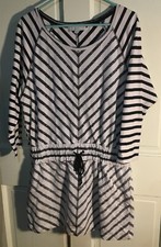 LOFT Cotton Dress Womens Medium Striped Inside Out Fabric Sporty Athleisure 