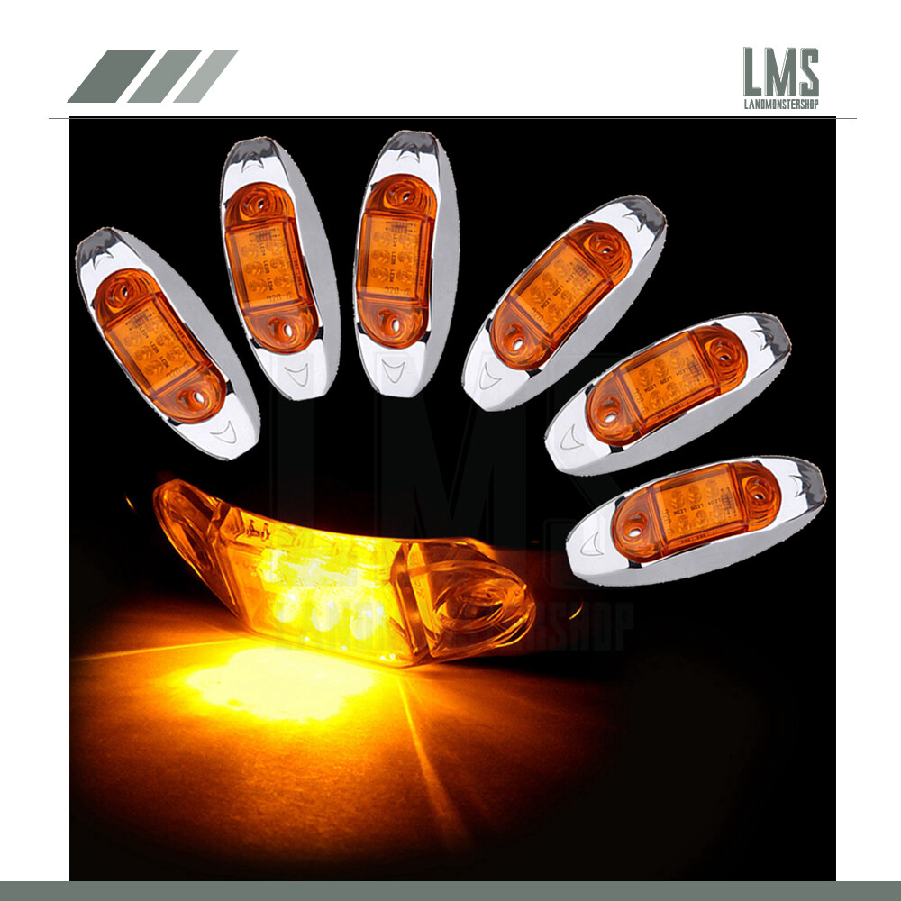 6x 4'' Waterproof Lens 6 diodes Indicator Amber Trailer Truck Side Marker Light