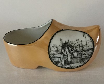 Antique Porcelain Souvenir Dutch Clog Wooden Shoe SCHEVENINGEN PIER Holland