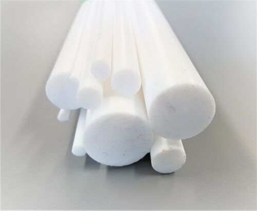 Plastic PTFE Teflon White Round Rod Bar 4 5 6 8 10 30 mm Dia Various Lengths - Picture 8 of 8