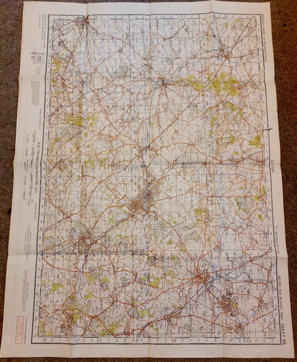 Vintage londres n.w. carte de l'ordnance survey de 1945 en