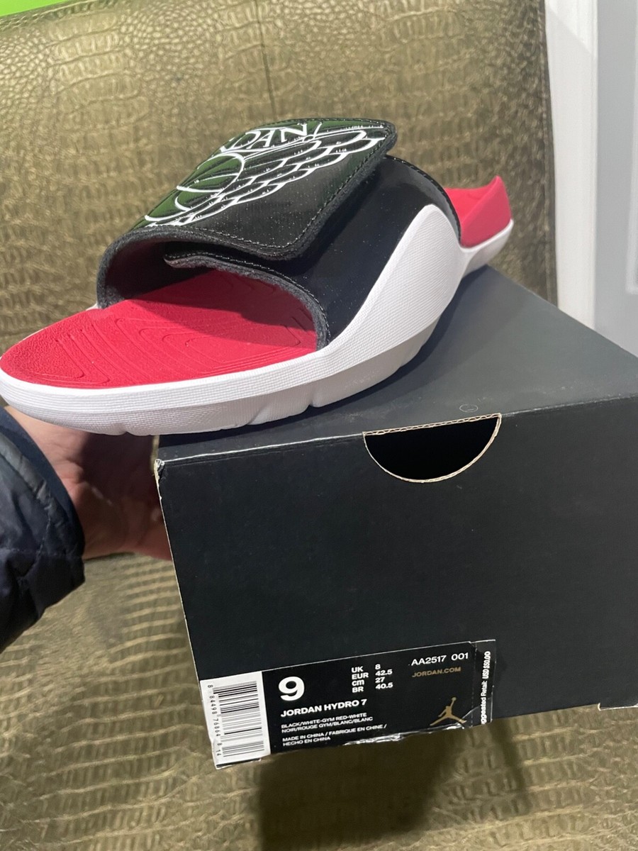 jordan hydro 7 black white gym red