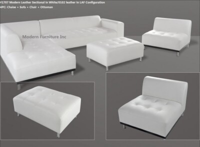 4 PC Modern Contemporary classic design white Leather Sectional Sofa #1707