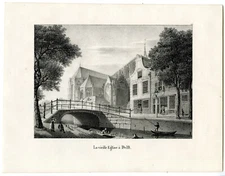 Antique Print-OLD CHURCH-DELFT-OUDE KERK-JAN-Cloet-1825