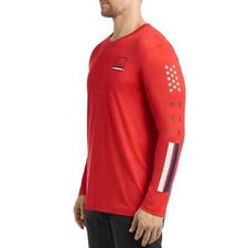 Hurley Long Sleeve Moisture Wicking Graphic Rash Guard Shirt Mens S Red NEW