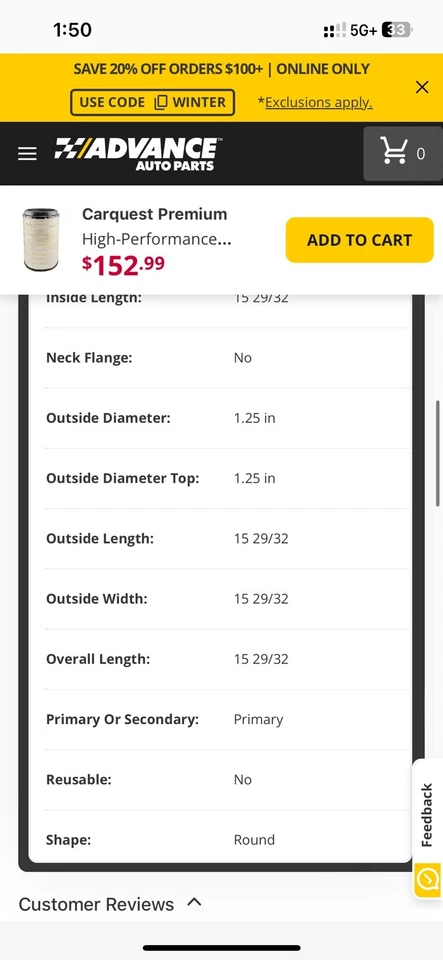 Filtro de aire CARQUEST IC Corporation o camiones International HD 2002-2025 Foto 4 de 4