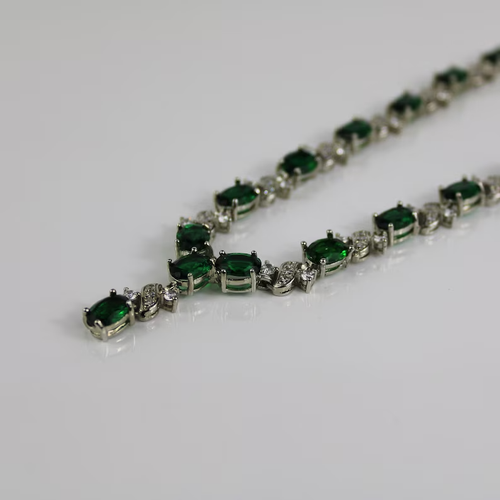 Sterling Silver Green Emerald Engagement Necklace, à prix réduit Wedding Emerald Necklace 6