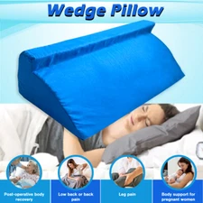 Wedge Pillow Foam Bed 30° Incline For Side Sleeper Medical Elevated Bolster Blue