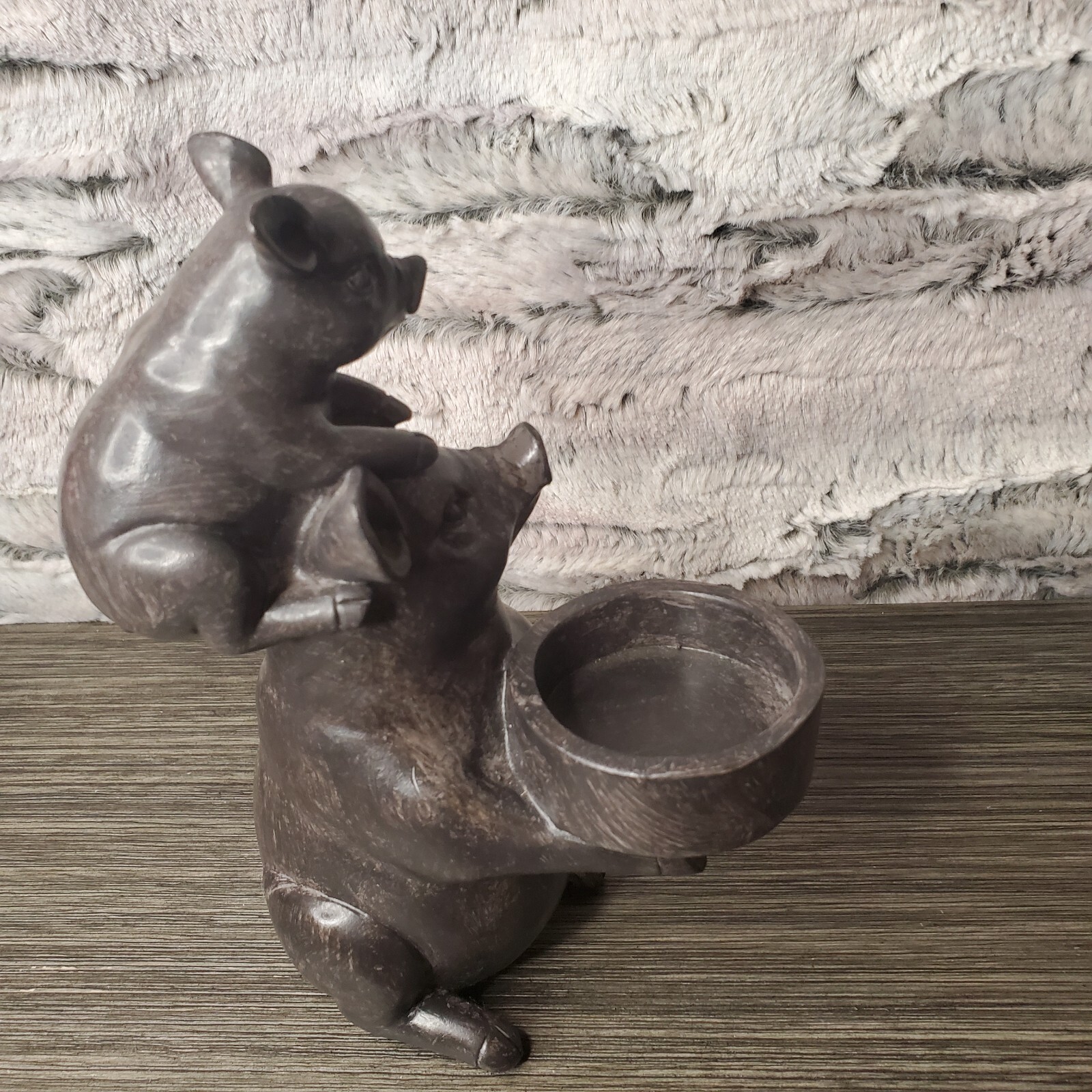 Home Essentials Polyresin Pig And Piglet Votive Tea Light Holder Table Decor 7"