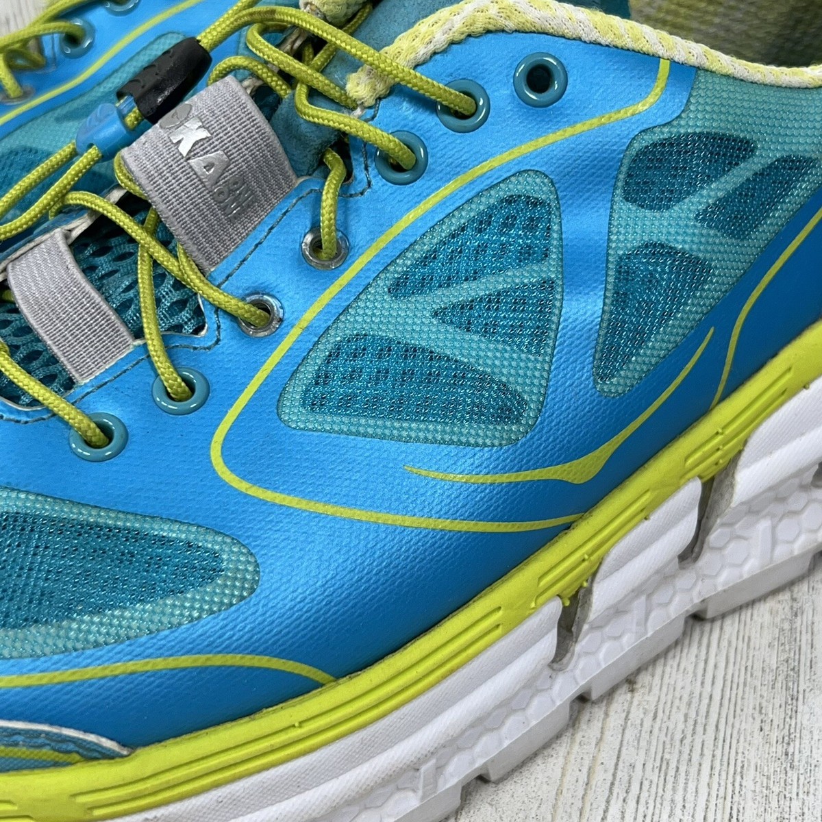 Hoka One One Conquest Women's Size Running Shoes Aqua Blue Lime Green