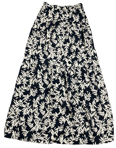 Ba&sh Lady Skirt High Waisted Boho Maxi 43" Long Small US 4 Lined Black & Cream