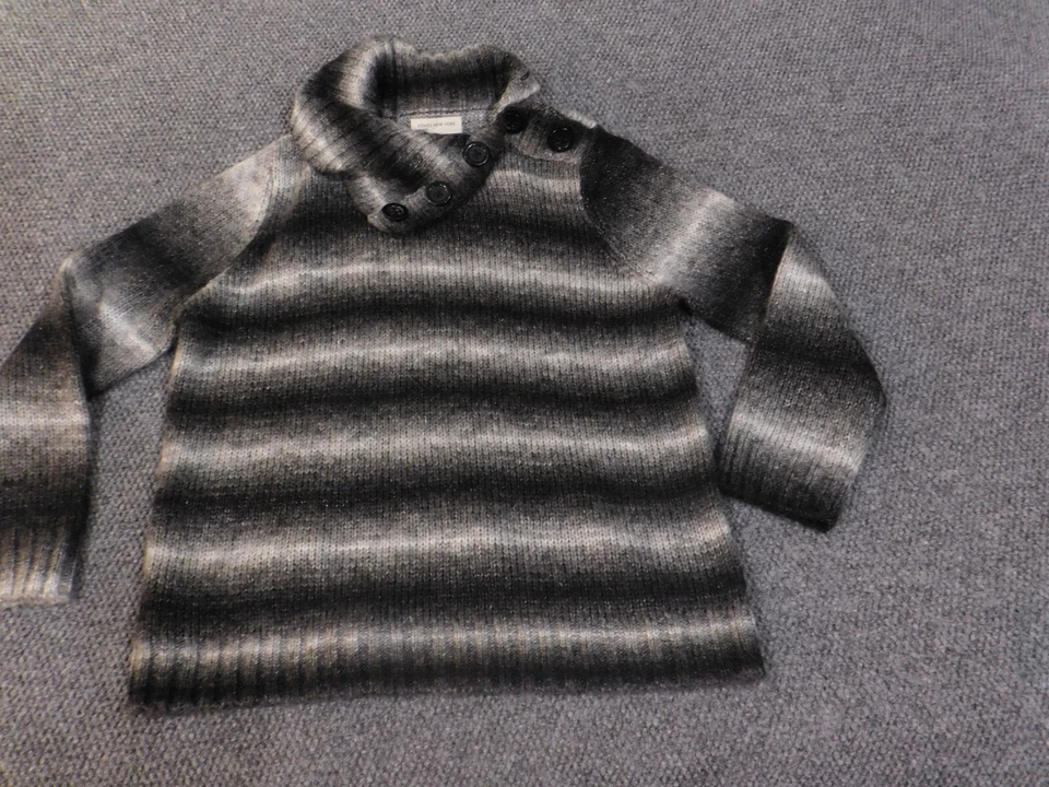Jones New York Suéter XXL 2XL Gris Rayas Jersey Mujer Acrílico Suave Botón Foto 2 de 4