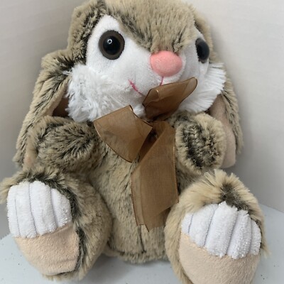 Bunny Rabbit Brown Stuffed Plush Floppy Ears Bow SOFT Toms Toy International 
