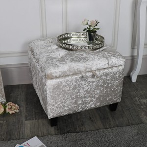 White velvet buttoned storage stool pouffe living room girls bedroom ... White velvet buttoned storage stool pouffe living room girls bedroom ...