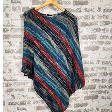 Soft Surroundings Poncho Cape Shawl Cozychic One Size Artistic Colorful Stripped