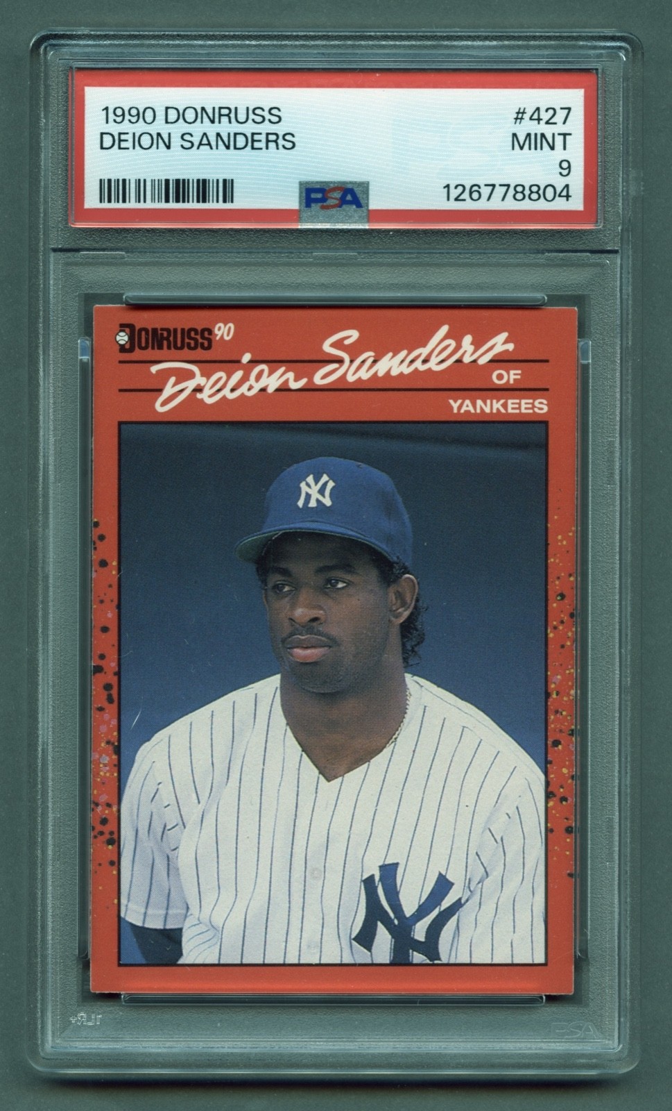 1990 DEION SANDERS DONRUSS ROOKIE HOF PSA 9 MINT NEW YORK YANKEES #427 RZC