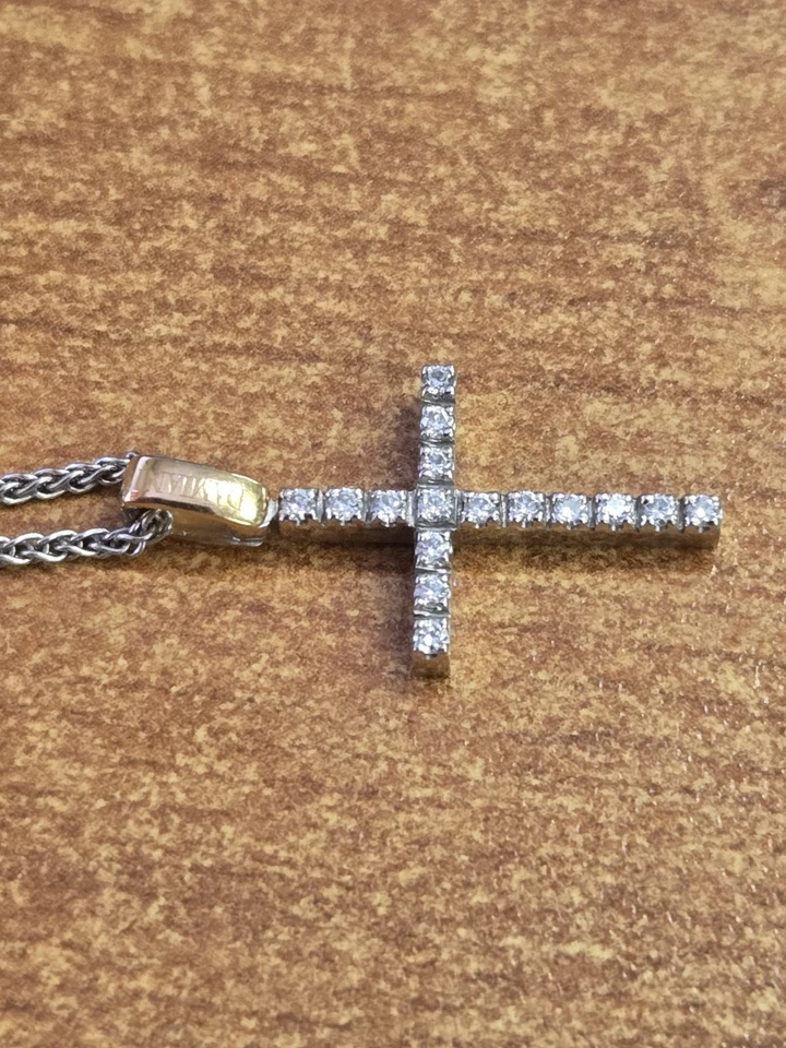 Damiani Diamond Mystery Cross Necklace 18k White/Rose - Image 2 of 4