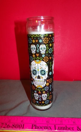Large Sugar Skull 8” Candle, Unused, Scentless VERY COOL CANDLE - product listing photo