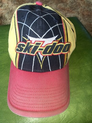 HTF Vintage 90 s Ski-Doo  Cap Hat Adjustable Rotax Red Black Yellow Bombardier