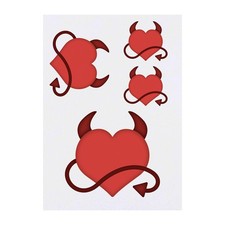 4 x 'Devil Heart' Temporary Tattoos / Transfers TO00007399 