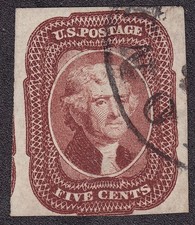 Scott #12 JUMBO, light cancel, 2015 Weiss cert, Cat. $750+