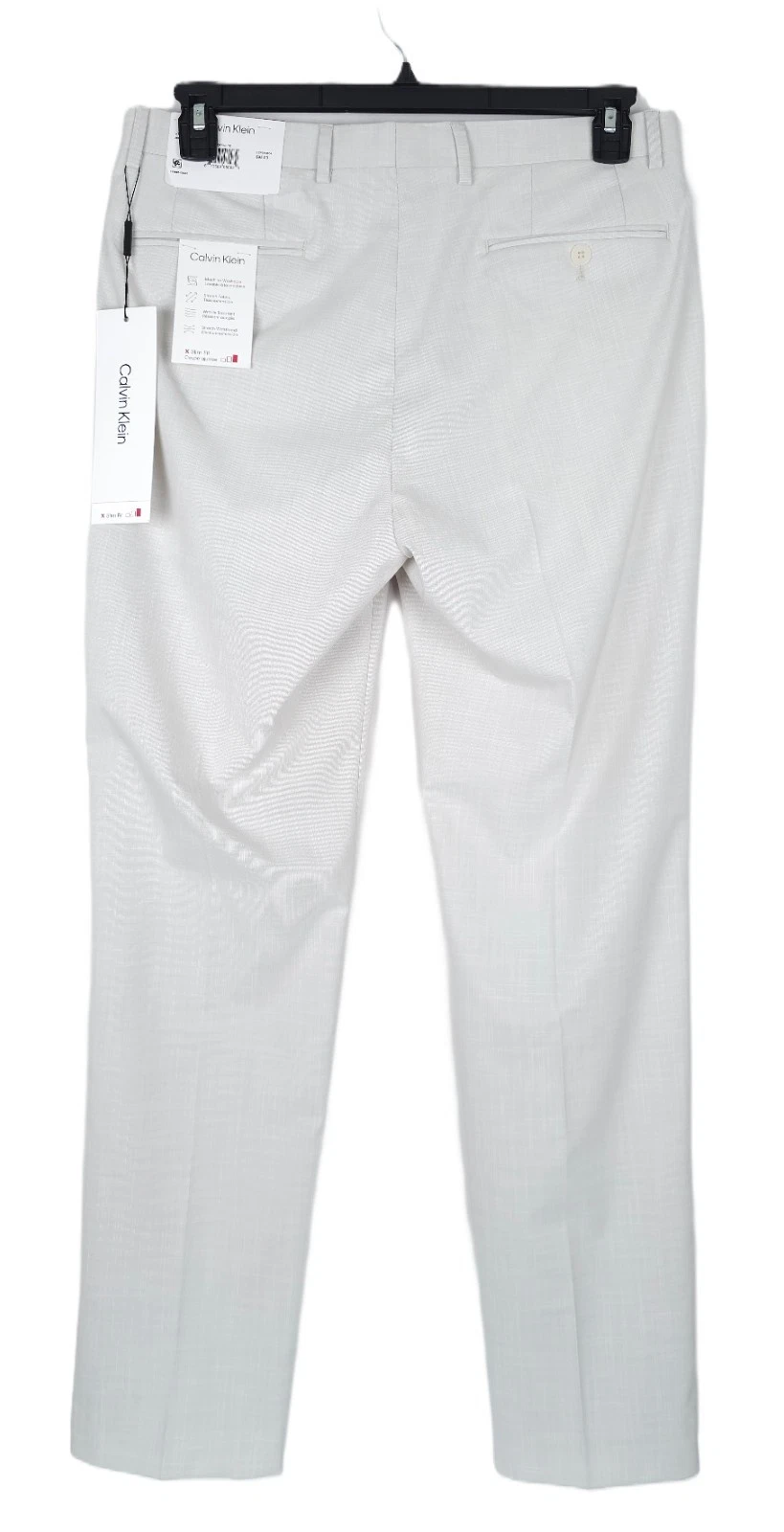 OFF WHITE Pantalone elegante Calvin Klein slim fit elasticizzato bianco sporco testurizzato tinta unita 30x30 nuovo con etichetta
