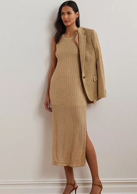 ralph lauren ribbed sweater dress Lauren Ralph Lauren Women's Pointelle-Knit Sleeveless Sweater Dress - Sand Dune