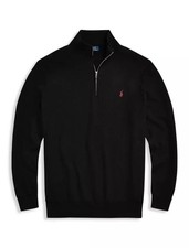 Polo Ralph Lauren Men  s Black Quarter Zip Knit Sweater Size XL Red Pony Logo