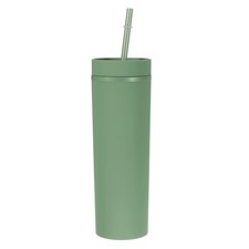 Skinny Tumbler with Lids and Straws 16Oz Matte Light Green Skinny Tumbler Bulk