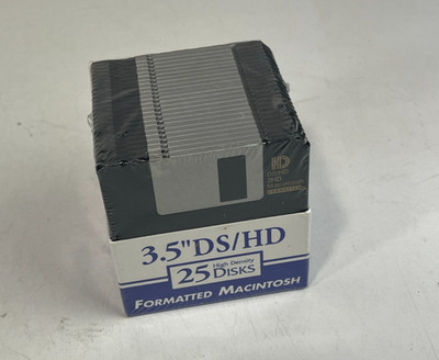 25 High Density DS HD 3.5'' Floppy Diskettes Macintosh Formatted Brand New Sealed