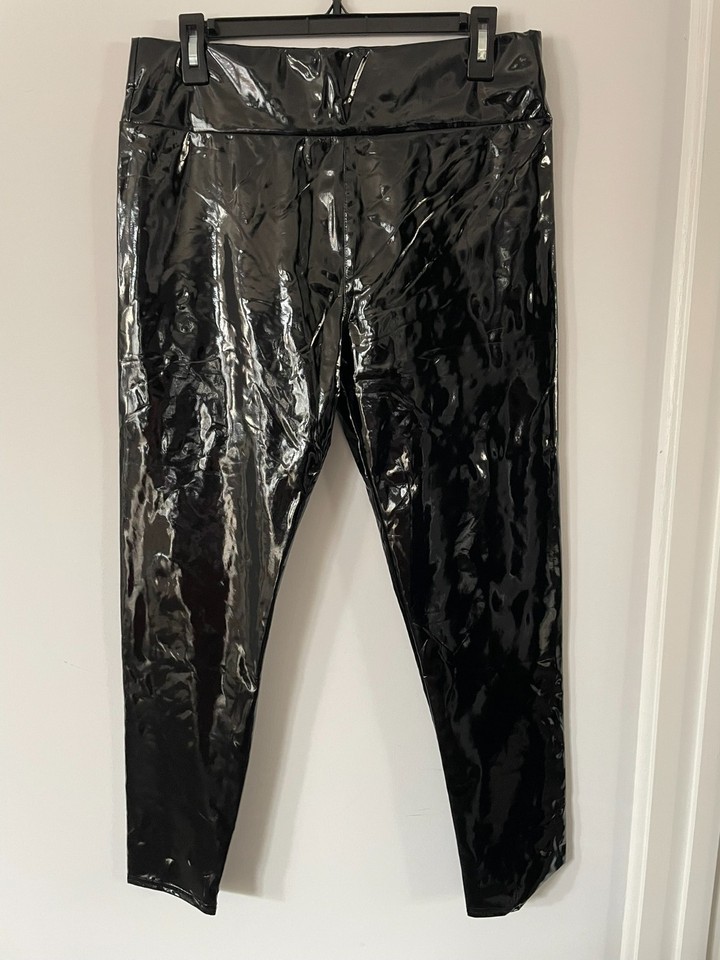 Black PVC Vinyl Wetlook Leggings sz XL