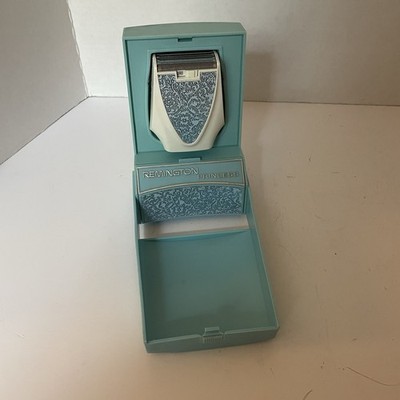 Vintage Remington Princess Electric Shaver Blue Floral Case Appears Unused