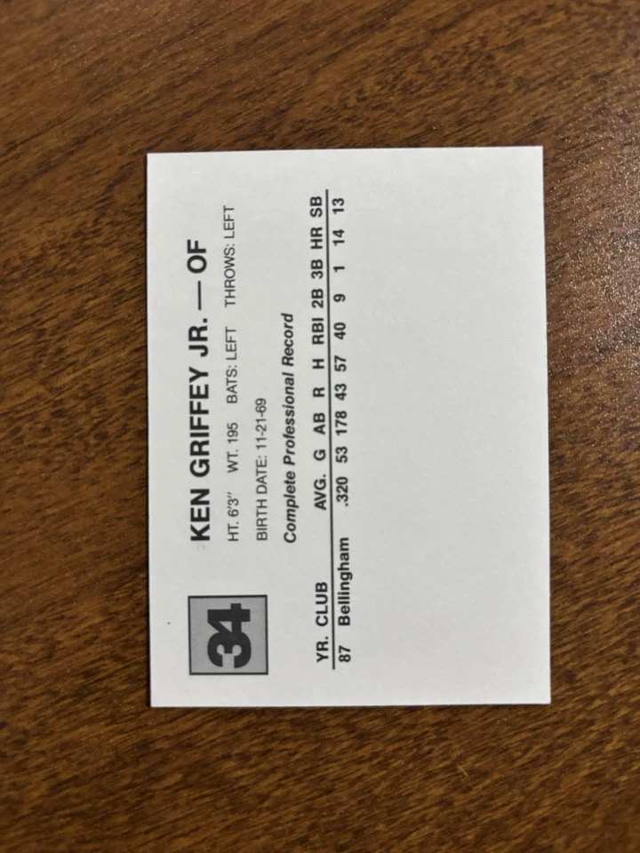 ✨1988 Liga California Ken Griffey Jr. Pre-Novato (RC) San Bernardino Spirits Foto 2 de 2