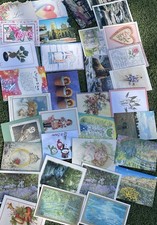 Lot of 40 Unused Greeting Cards Mixed Themes Floral Art Vintage Style Holiday