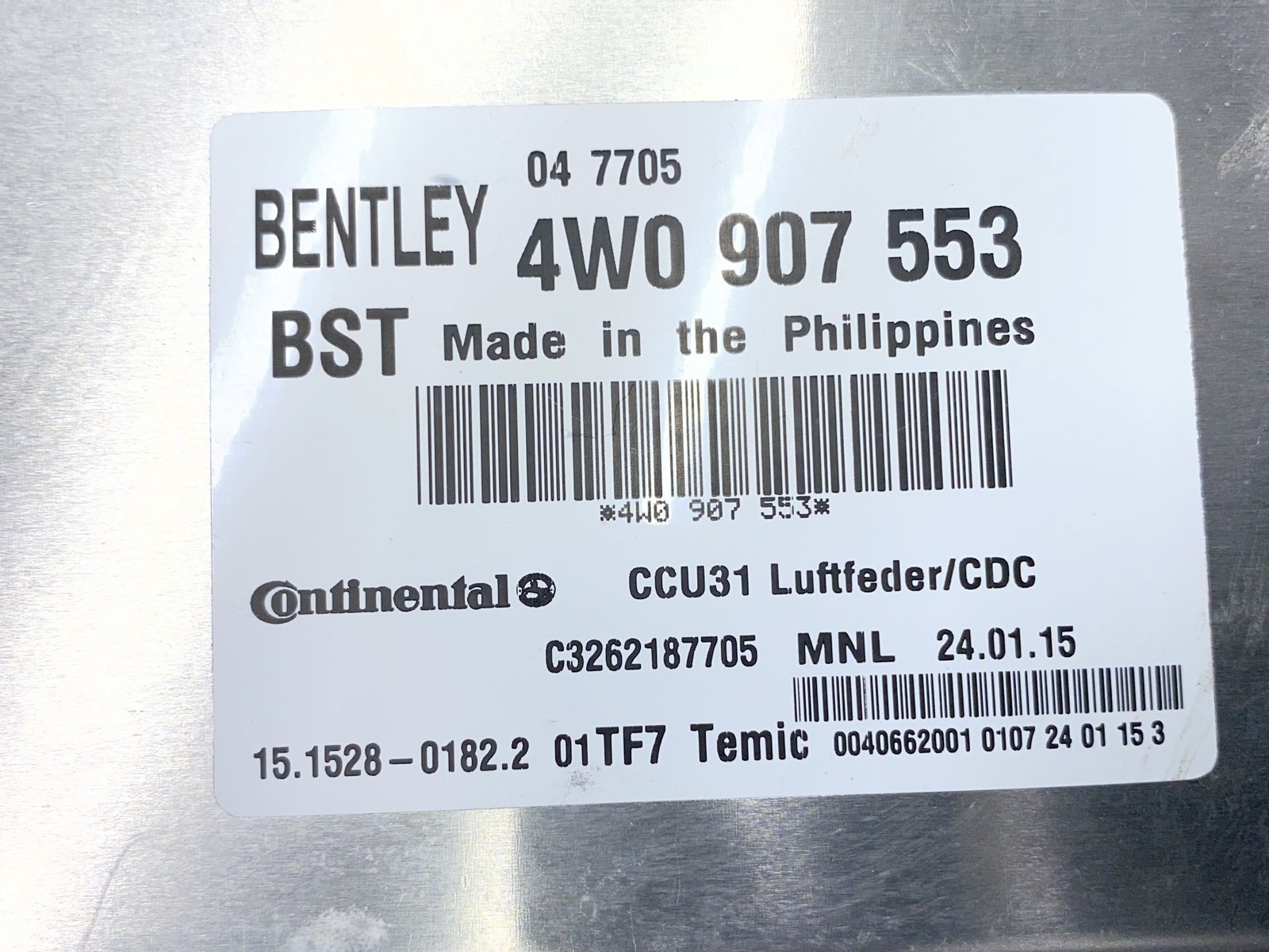2013-2018 BENTLEY FLYING SPUR AIR SUSPENSION DAMPING CONTROL MODULE 4W0907553
