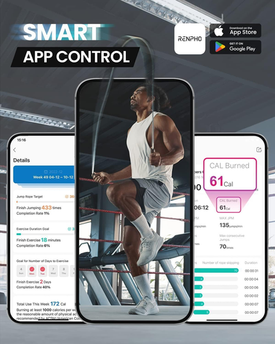 RENPHO Smart Cuerda Para Saltar Con Contador, Combas Ajustable Para Fitness, Int - Imagen 2 de 12
